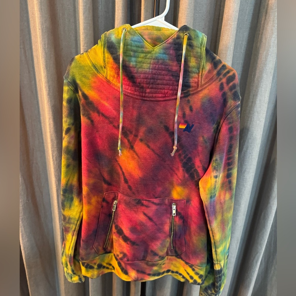 AVIATOR NATION HAND DYED NINJA PULLOVER HOODIE //TIE DYE MULTICOLOR 🩷❤️💚💛💜